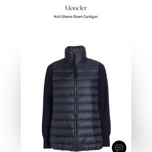 MONCLER Knit Sleeve Down Puffer Zip Cardigan Jacket - SIZE S